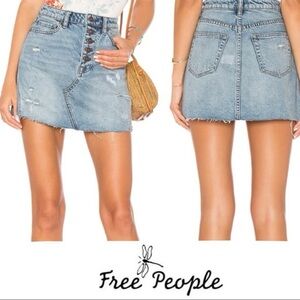 Free People A-Line Denim Mini Skirt distressed size 27